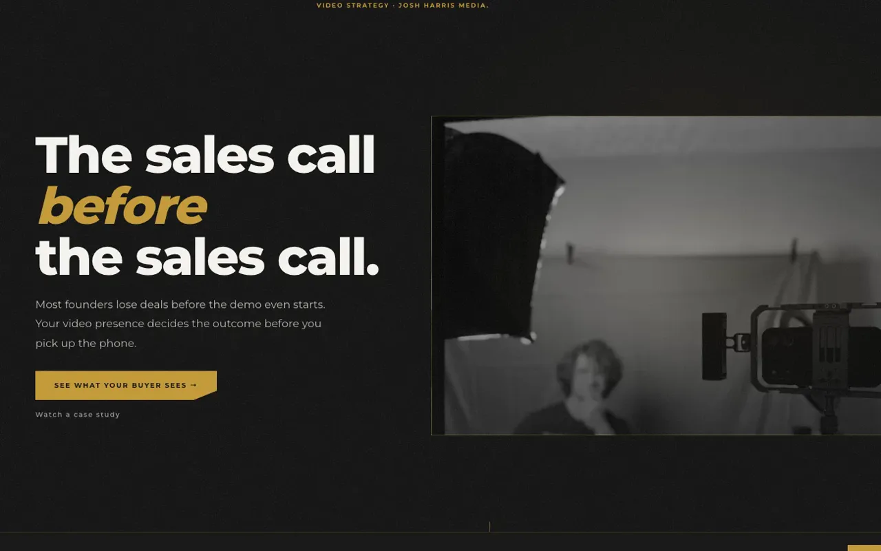 Josh Harris Media homepage: The sales call before the sales call.