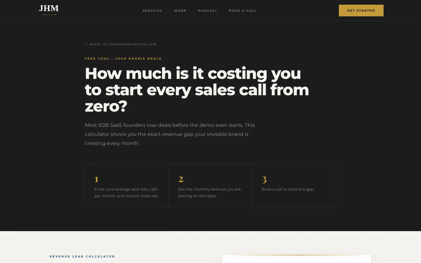 Revenue Leak Calculator page.