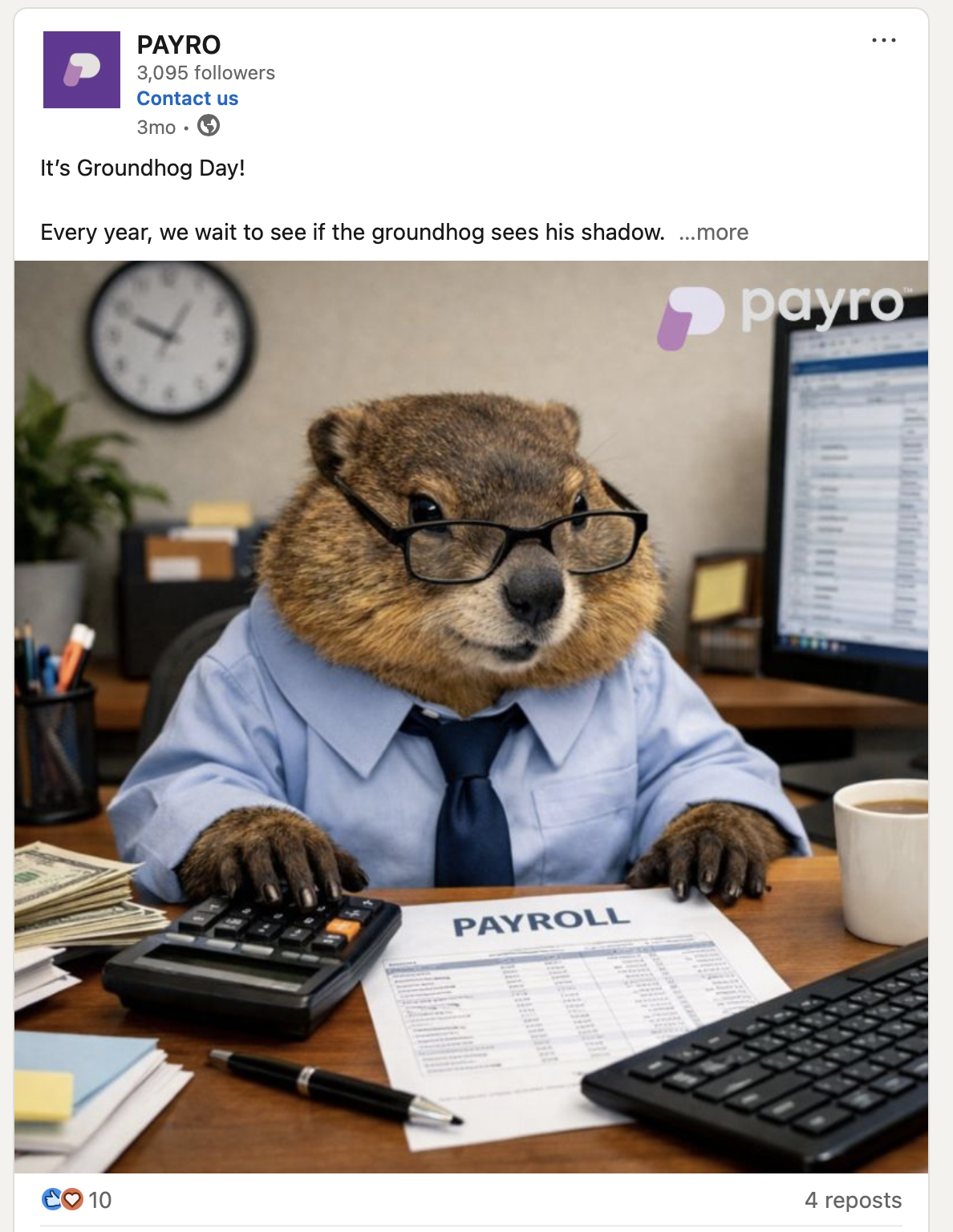 Payro Finance LinkedIn post