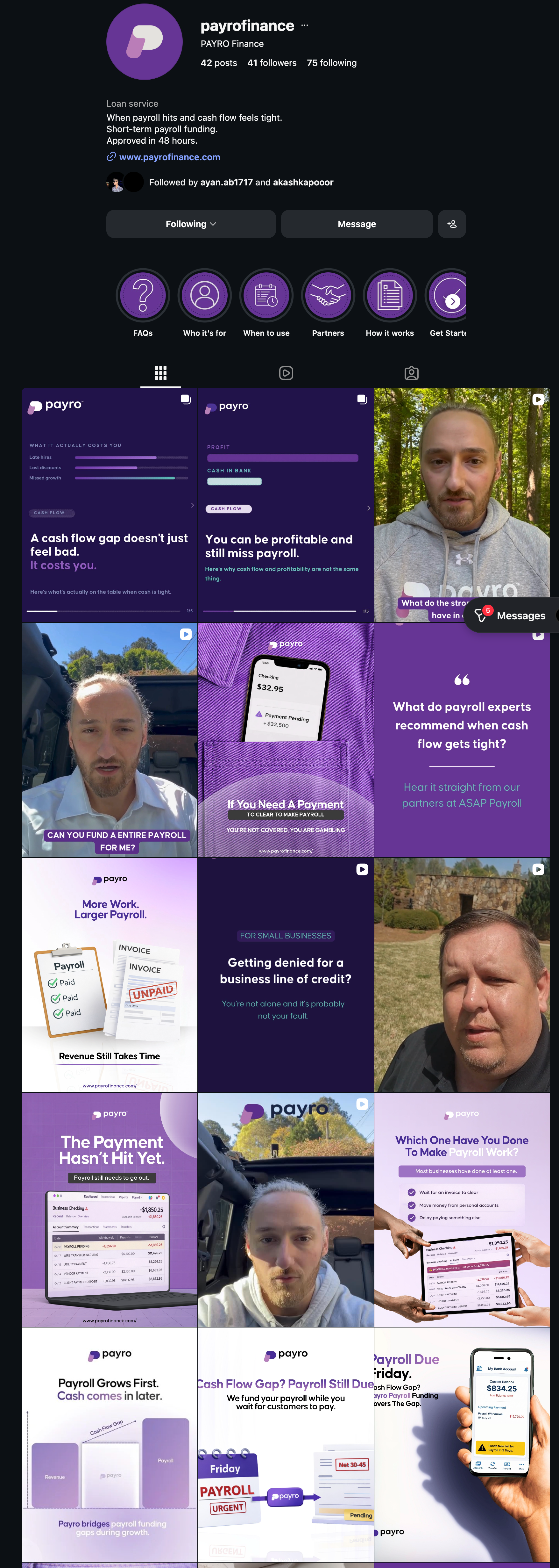 Payro Finance Instagram content system